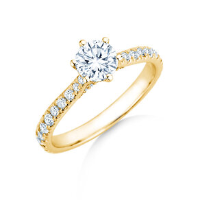 Verlobungsring Classic 6 Hidden Halo Pavé in 9K Gelbgold mit Diamanten 1,52ct G/SI