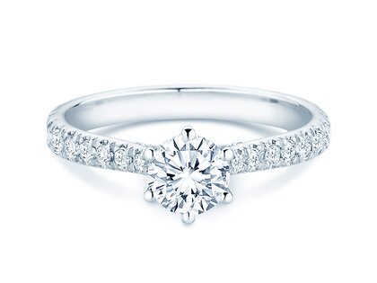 Verlobungsring Classic 6 Hidden Halo Pavé in 9K Weißgold mit Diamanten 1,52ct G/SI