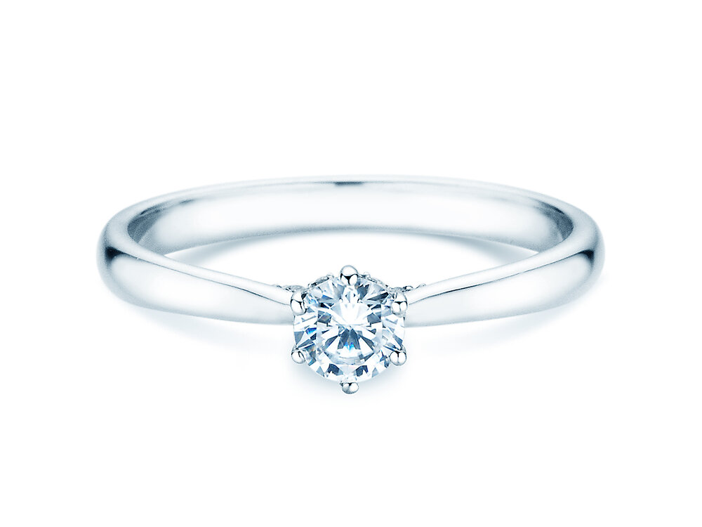 Verlobungsring Classic 6 Hidden Halo in Platin 950/- mit Diamanten 0,30ct G/SI
