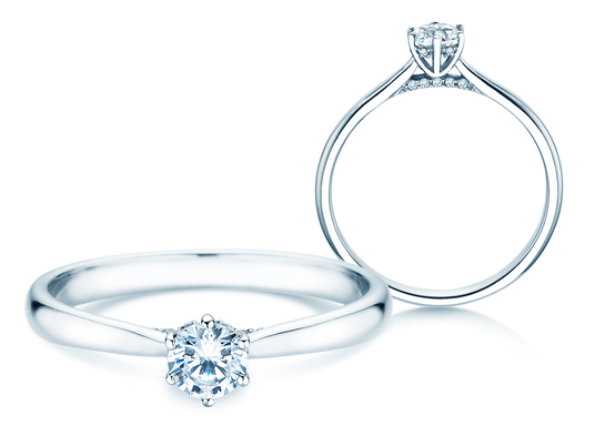 Verlobungsring Classic 6 Hidden Halo in 14K Weißgold mit Diamanten 0,30ct G/SI