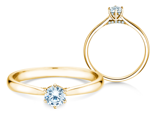 Verlobungsring Classic 6 Hidden Halo in 9K Gelbgold mit Diamanten 0,30ct G/SI