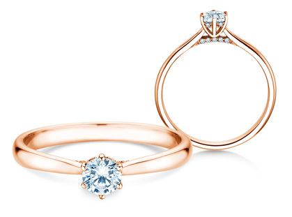 Verlobungsring Classic 6 Hidden Halo in 14K Roségold mit Diamanten 0,30ct G/SI