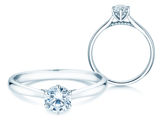Verlobungsring Classic 6 Hidden Halo in 14K Weißgold mit Diamanten 0,55ct G/SI