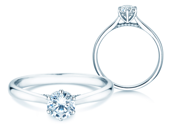 Verlobungsring Classic 6 Hidden Halo in 14K Weißgold mit Diamanten 0,55ct G/SI