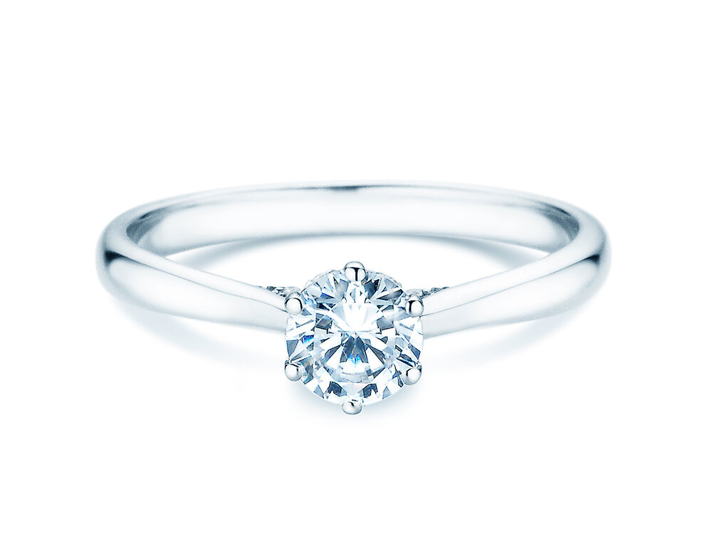 Verlobungsring Classic 6 Hidden Halo in Platin 950/- mit Diamanten 0,65ct G/SI