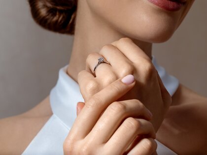 Verlobungsring Classic 6 Hidden Halo in 14K Weißgold mit Diamanten 0,55ct G/SI