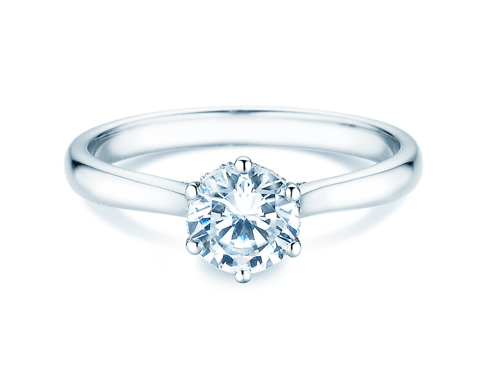 Verlobungsring Classic 6 Hidden Halo in Platin 950/- mit Diamanten 0,85ct G/SI