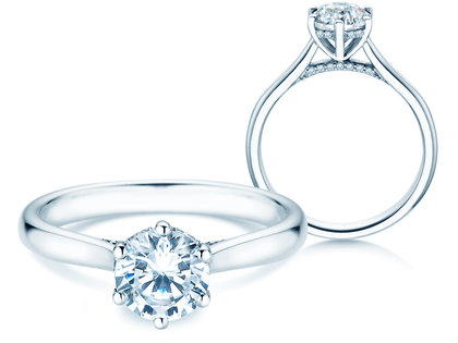 Verlobungsring Classic 6 Hidden Halo in 14K Weißgold mit Diamanten 1,08ct G/SI