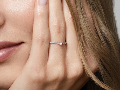 Verlobungsring Classic Pavé in 14K Weißgold mit Diamanten 0,20ct G/SI
