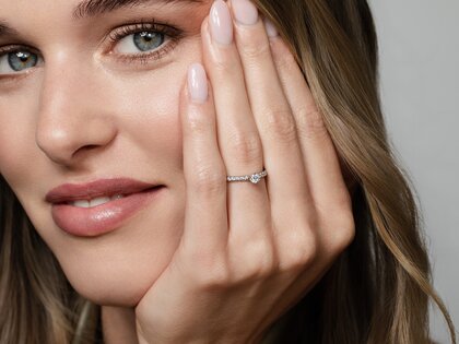 Verlobungsring Classic 4 Pavé in 14K Roségold mit Diamanten 0,51ct G/SI