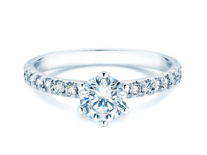 Verlobungsring Classic Pavé in 18K Weißgold mit Diamanten 1,11ct G/SI