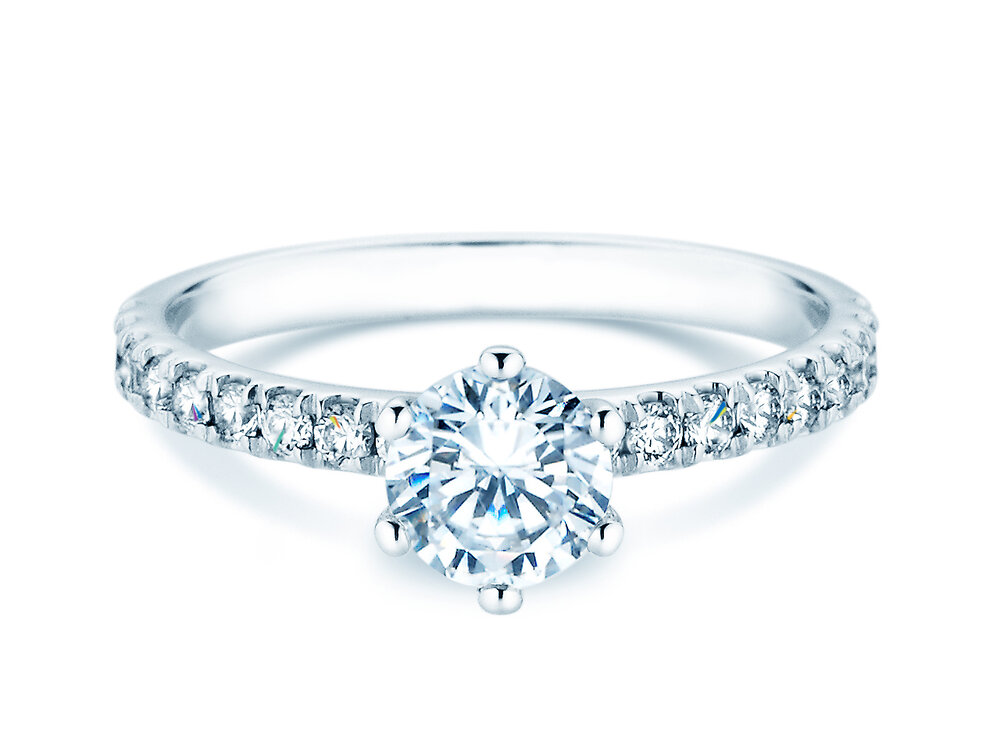 Verlobungsring Classic Pavé in Platin 950/- mit Labordiamanten 1,11ct E/VS