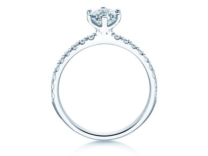 Verlobungsring Classic Pavé in 18K Weißgold mit Diamanten 1,11ct G/SI