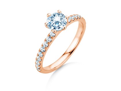 Verlobungsring Classic Pavé in 18K Roségold mit Diamanten 1,11ct G/SI