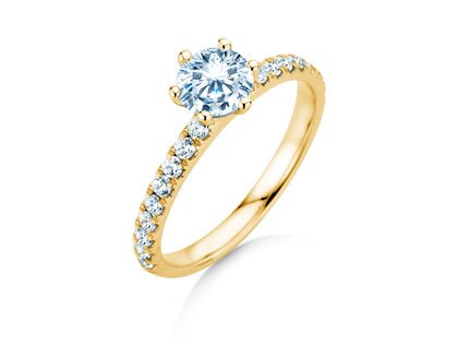 Verlobungsring Classic Pavé in 14K Gelbgold mit Diamanten 1,11ct G/SI