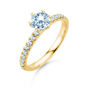 Verlobungsring Classic Pavé in 14K Gelbgold mit Diamanten 1,11ct G/SI