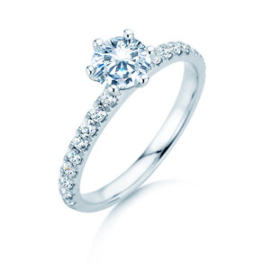 Verlobungsring Classic Pavé in 18K Weißgold mit Diamanten 1,11ct G/SI