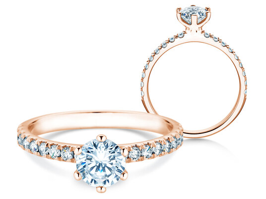 Verlobungsring Classic Pavé in 18K Roségold mit Diamanten 1,11ct G/SI