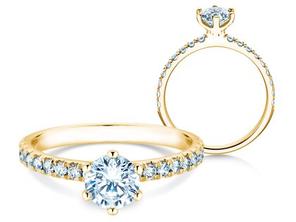 Verlobungsring Classic Pavé in 14K Gelbgold mit Diamanten 1,11ct G/SI