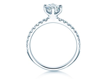 Verlobungsring Classic Pavé in 14K Weißgold mit Labordiamanten 1,36ct E/VS