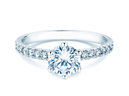 Verlobungsring Classic Pavé in 14K Weißgold mit Labordiamanten 1,36ct E/VS