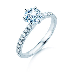 Verlobungsring Classic Pavé in 14K Weißgold mit Labordiamanten 1,36ct E/VS