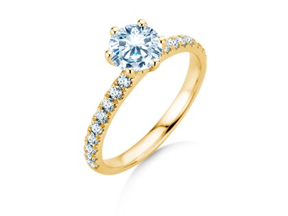 Verlobungsring Classic Pavé in 18K Gelbgold mit Diamanten 1,36ct G/SI
