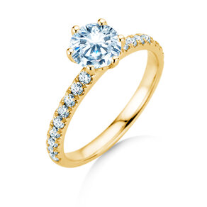 Verlobungsring Classic Pavé in 18K Gelbgold mit Diamanten 1,36ct G/SI