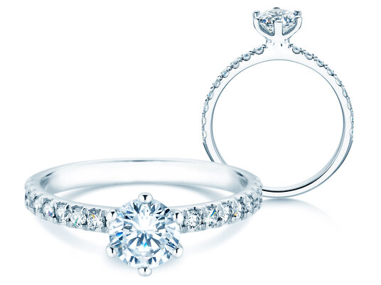 Verlobungsring Classic Pavé in 14K Weißgold mit Labordiamanten 1,36ct E/VS