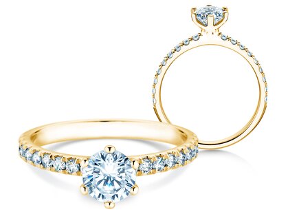 Verlobungsring Classic Pavé in 14K Gelbgold mit Labordiamanten 1,36ct E/VS