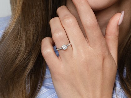Verlobungsring Eternal Pavé in 14K Gelbgold mit Diamanten 0,46ct G/SI