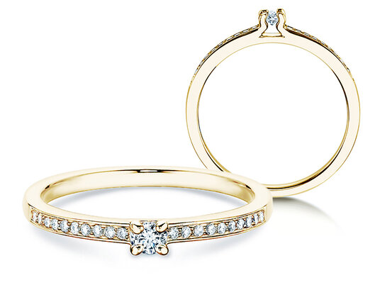 Verlobungsring Modern Pavé in 14K Gelbgold mit Diamanten 0,15ct G/SI