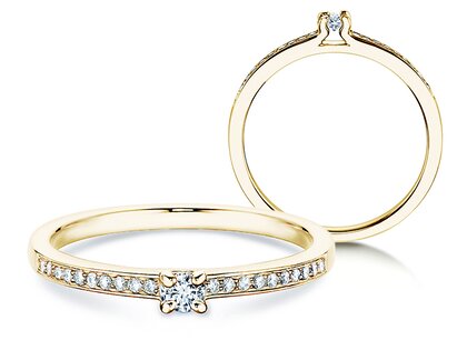 Verlobungsring Modern Pavé in 14K Gelbgold mit Diamanten 0,15ct G/SI