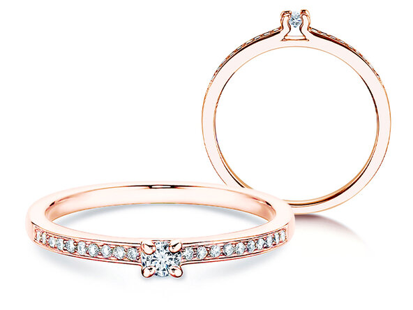 Verlobungsring Modern Pavé in 18K Roségold mit Diamanten 0,15ct G/SI