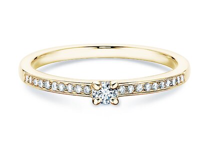 Verlobungsring Modern Pavé in 14K Gelbgold mit Diamanten 0,15ct G/SI
