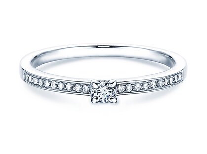 Verlobungsring Modern Pavé in Platin 950/- mit Diamanten 0,15ct G/SI