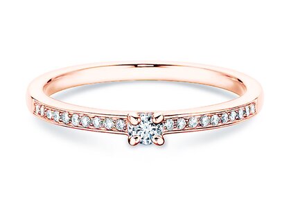 Verlobungsring Modern Pavé in 18K Roségold mit Diamanten 0,15ct G/SI
