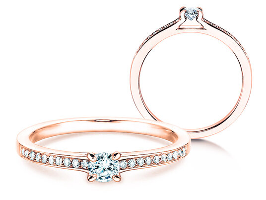Verlobungsring Modern Pavé in 18K Roségold mit Diamanten 0,20ct G/SI
