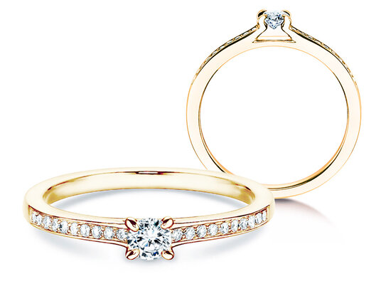 Verlobungsring Modern Pavé in 18K Gelbgold mit Diamanten 0,20ct G/SI