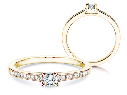 Verlobungsring Modern Pavé in 18K Gelbgold mit Diamanten 0,20ct G/SI