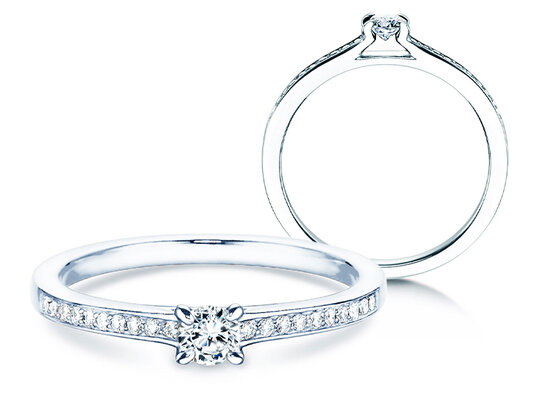 Verlobungsring Modern Pavé in 18K Weißgold mit Diamanten 0,20ct G/SI