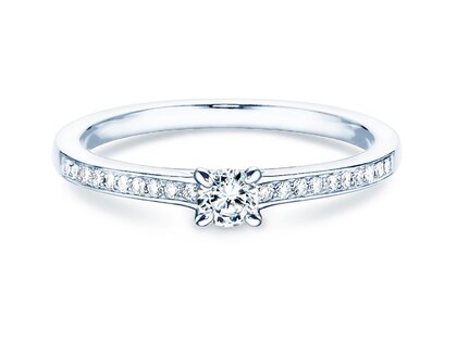 Verlobungsring Modern Pavé in 14K Weißgold mit Diamanten 0,20ct G/SI