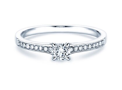 Verlobungsring Modern Pavé in 18K Weißgold mit Diamanten 0,20ct