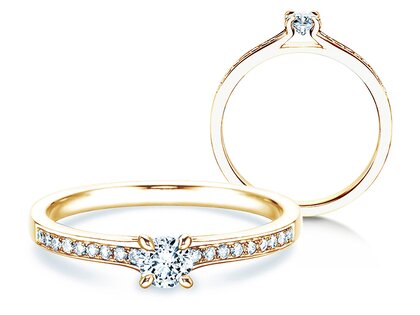 Verlobungsring Modern Pavé in 14K Gelbgold mit Diamanten 0,30ct G/SI
