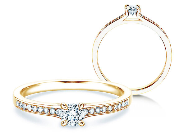 Verlobungsring Modern Pavé in 14K Gelbgold mit Diamanten 0,30ct G/SI