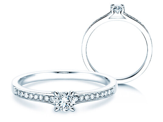 Verlobungsring Modern Pavé in 18K Weißgold mit Diamanten 0,30ct G/SI