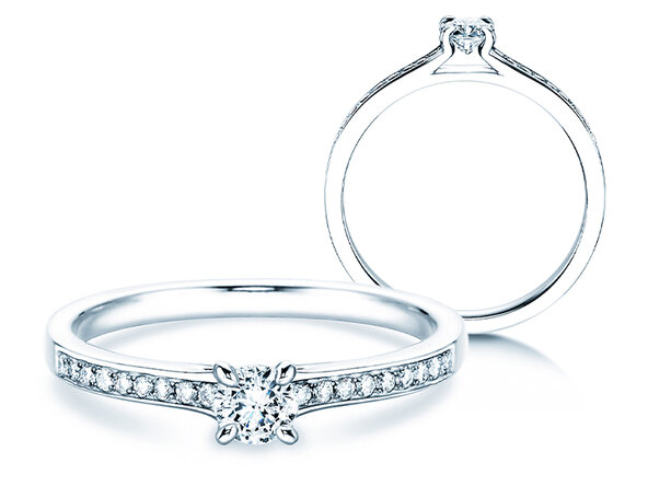 Verlobungsring Modern Pavé in 18K Weißgold mit Diamanten 0,30ct G/SI