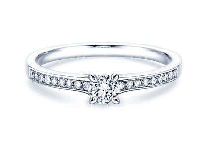 Verlobungsring Modern Pavé in 14K Weißgold mit Diamanten 0,35ct G/SI