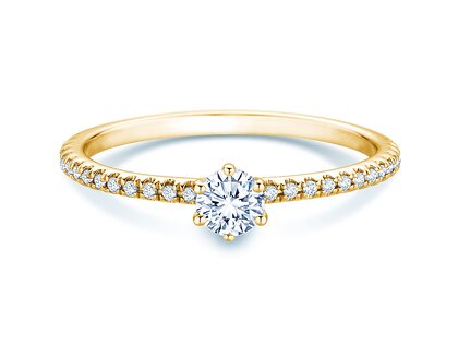 Verlobungsring Royal Pavé in 18K Gelbgold mit natürlichen Diamanten 0,40ct G/SI