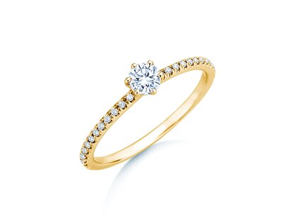 Verlobungsring Royal Pavé in 18K Gelbgold mit natürlichen Diamanten 0,40ct G/SI